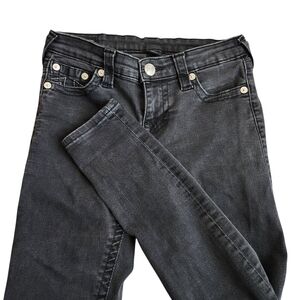 True Religion Halle Super Skinny Mid Rise Jeans Women's 27 Gray Goth Y2K Western